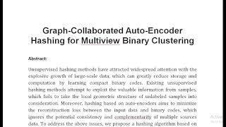 Graph Collaborated Auto Encoder Hashing for Multiview Binary Clustering [upl. by Inimod]