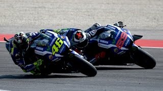 MotoGP Misano 2016 Overtake Valentino Rossi to Lorenzo [upl. by Lief]