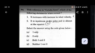 Coriolis Force with Wind Velocity Maximum Poles and Minimum at equator Coriolis force question [upl. by Stretch]