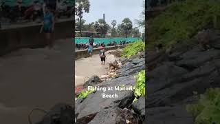 Fishing at manori beach raining season best place for fishing Manori Village shorts trending [upl. by Repip]