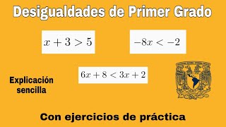 Desigualdades de primer grado  Ejercicios  Examen UNAM [upl. by Gambell]