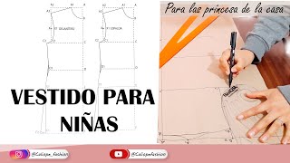 TRAZO BÁSICO DE VESTIDO PARA NIÑAS MÉTODO MUY FÁCIL  moldes gratis [upl. by Adiesirb]