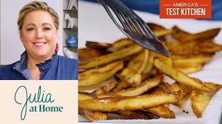 How to Make Crispy Homemade Fries Without Deep Frying  Julia at Home [upl. by Etiuqram613]