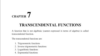 فصل 7  دالة متسامية Transcendental function [upl. by Egas798]