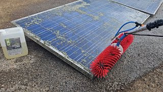 Solar Panel Cleaning  Pole amp Motorised Brush Head  Qleen Classic Rotating Brush Head amp Battery [upl. by Akeryt]