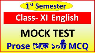 Class XI new syllabus first semester English Mock test  11 English 1st semester sample question [upl. by Alim]