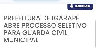 Absurdo Prefeitura de IgarapéMG desrespeita Lei Federal 1302214 com processo seletivo para GCM [upl. by Asia]