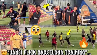 🤯HANSI FLICK 1ST Barcelona Training As Ansu FatiRoque Gavi amp La Masia Players Joins First Team [upl. by Ardnoel]