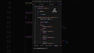 Days With Number Code in C Language In VS Code codequest coding clanguage ytshorts [upl. by Stockton]