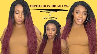 Sensationnel Cloud 9 Synthetic Hair 4x4 Swiss Lace Wig MICRO BOX BRAID 28 GIVEAWAY WIGTYPESCOM [upl. by Griz]