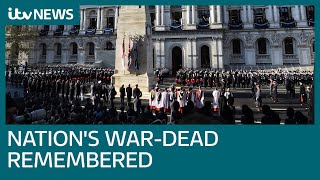 Live Remembrance Sunday commemorated at Cenotaph  ITV News [upl. by Schlenger]