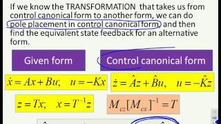 State space feedback 3  transformation to a canonical form [upl. by Varick]