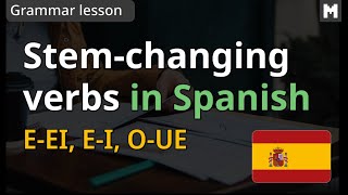 Stem changing verbs in Spanish in present tense with examples EEI EI OUE  aprender español [upl. by Eniamrahc]