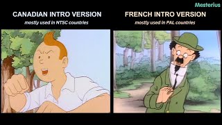 Tintin 1991 SidebySide Comparison of the Canadian and French Intros [upl. by Eeliak262]