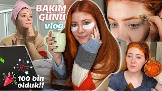 Bakım günü VLOG 📷 BAKIM RUTİNİM 🛁 Cilt bakım saç boyama kaş alma 🌸Vee 100bin olduk🎊🎉🎊 [upl. by Relyuhcs]