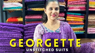 Georgette Mirror Work Unstitched Suits [upl. by Oicnerolf]