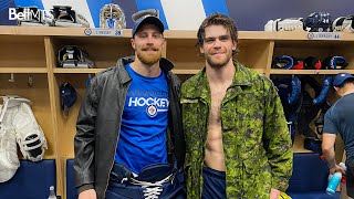 Laurent Brossoit and shirtless Adam Lowry earn Jackets [upl. by Jeramie854]