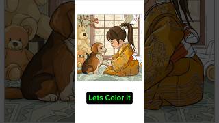 Coloring a Cute Kid playing with her Dogy cute trending viralshort drawing kids [upl. by Htieh664]