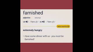 The meaning of famished in English [upl. by Freudberg]