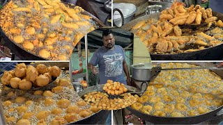 PunugulluMirchi BajjiAloo bonda Wada  Famous Hyderabad Street Food  Snacks  Indian Street Food [upl. by Nasho]