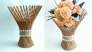 Newspaper flower vase  flower vase making  newspaper craft  HMA170 [upl. by Enneiluj]