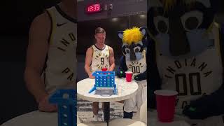 TJ McConnell Takes on Pacers Mascot Boomer in Bounce Connect 4 [upl. by Ecraep]