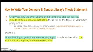 Compare amp Contrast Essay  Thesis Statement amp Topic Sentences [upl. by Atinaj]