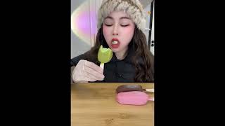 Asmr eating avocado ice cream flavor avocado Crispy delicious short video [upl. by Valer47]