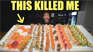 This 300 UNBEATABLE SUSHI CHALLENGE KILLED ME  Worlds Biggest Sushi Challenge Raw  寿司食べ比べチャレンジ [upl. by Winnah364]