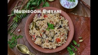 Easy Mushroom Biryani in Pressure Cooker  Simple and Yummy Recipes [upl. by Nahgiem]