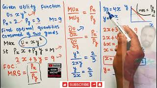 Finding optimal quantities from the given utility function and budget Constraint [upl. by Adaj]