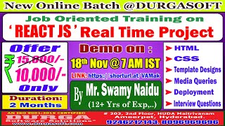 REACT JS Real Time Project Online Training  DURGASOFT [upl. by Athena]