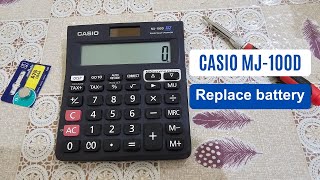 CASIO MJ100D Calculator replace battery [upl. by Aihcela972]