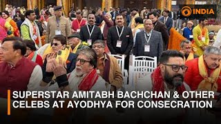 Superstar Amitabh Bachchan amp other celebrities at Ayodhya for Ram Mandirs Consecration Ceremony [upl. by Petronella]