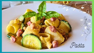 PASTA ZUCCHINE PANCETTA ROBIOLA E ZAFFERANO [upl. by Fugere849]