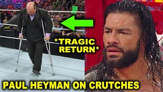 Paul Heyman on Crutches Tragic Return to WWE SmackDown as Roman Reigns amp The Bloodline React to News [upl. by Anne]