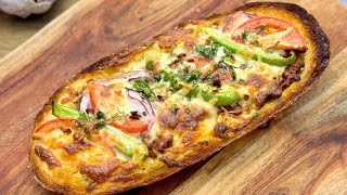 Crispy Cheesy Beef Bread Boat  FamilyFriendly Recipe [upl. by Nnahgaem]