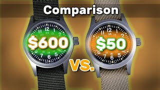 The 595 Hamilton Khaki Field Mechanical vs a 50 AliExpress Field Watch How do they Compare [upl. by Eastman]