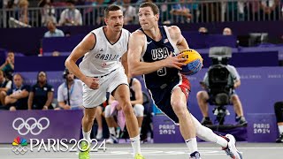 Serbia defeats USA Jimmer Fredette as gold medal favorites meet in pool play  Paris Olympics [upl. by Wennerholn]