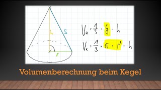 Körper  Kegel  Volumen berechnen  Mathe einfach erklärt [upl. by Jamie882]