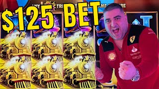 125 Spin HUGE JACKPOT On All Aboard Slot Machine [upl. by Ecienahs]