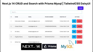 Nextjs 14 CRUD and Search with Prisma Mysql  TailwindCSS DaisyUI [upl. by Eceeryt]