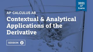 2021 Live Review 2  AP Calculus AB  Contextual amp Analytical Applications of the Derivative [upl. by Oelgnaed]