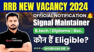 RRB Signal Maintainer Recruitment 2024  RRB JE 2024 New Updates  Eligibility Criteria Explained [upl. by Yatnuahs]