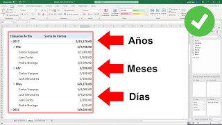 Agrupar fechas por horas días meses y años en Excel con tablas dinámicas [upl. by Faxon]