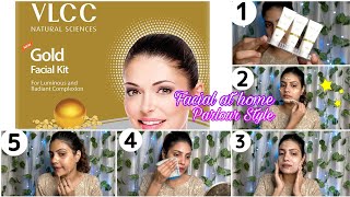 VLCC Gold Facial Kit Step by Step Demo amp ReviewFacial at homeघर पे Gold फेशियल कैसे करें [upl. by Aneekal32]