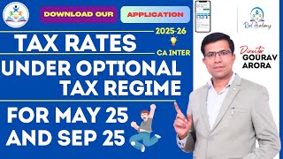 Tax Rates under Optional Tax Regime for AY 202526  CA Inter Taxation  Rebate us 87A  tax [upl. by Hillier]