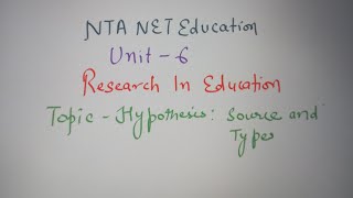 Hypothesis concept source and types NTA NET educationbedmed [upl. by Pooley]