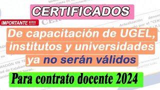 Certificados de Capacitación de UGEL Institutos y Universidades Ya No Serán Válidos [upl. by Zacks]