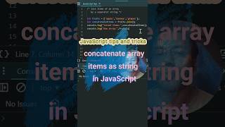 Join array items and return as a string using arrayjoin in JavaScript shorts jsbyjs coding [upl. by Serica]